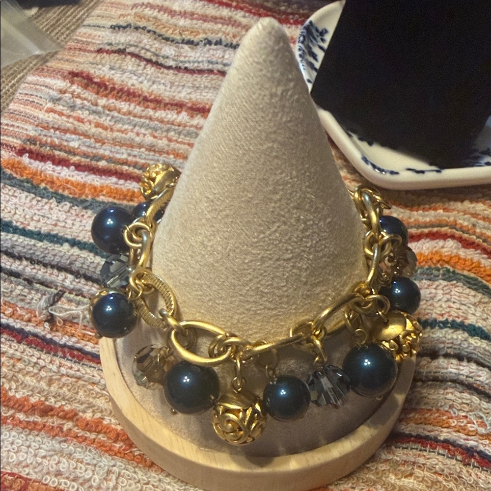 Brighton Gold and Blue Beaded Bracelet